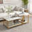 Coffee Tables Set Of 2, 2-Rier Rectangle And Round Coffee Table With Storage Shelves, Faux Marble Top And Steel Frame, Sofa Side Table For Living Room, White