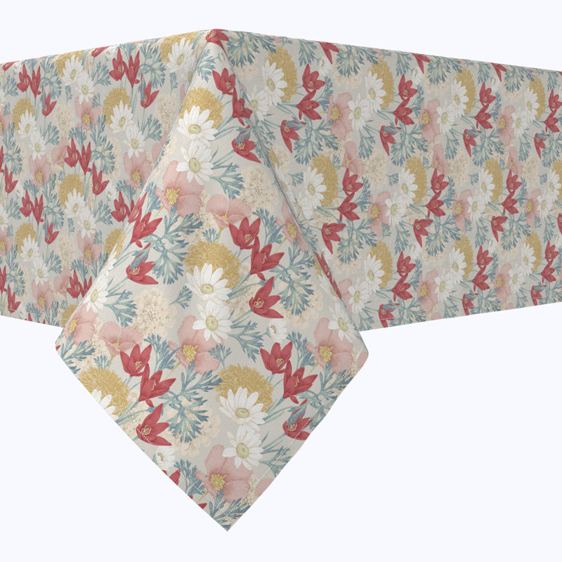Rectangular Tablecloth, 100% Cotton, 52X104", Garden Of Flowers, 104" x 52"