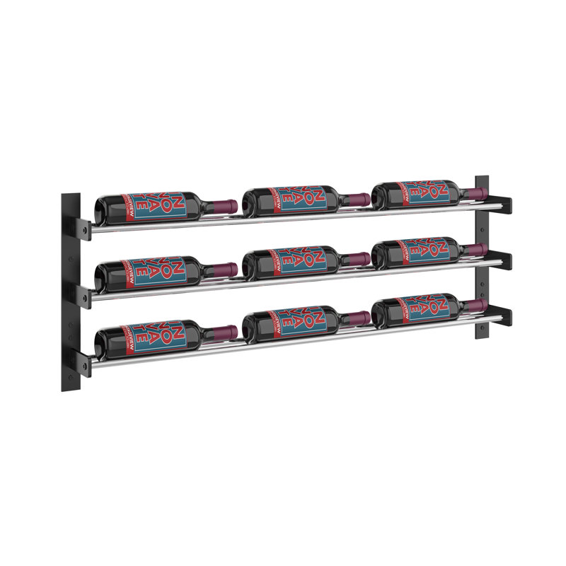 Thedford 9 Bottle Wall Mounted Wine Bottle Rack, Silver