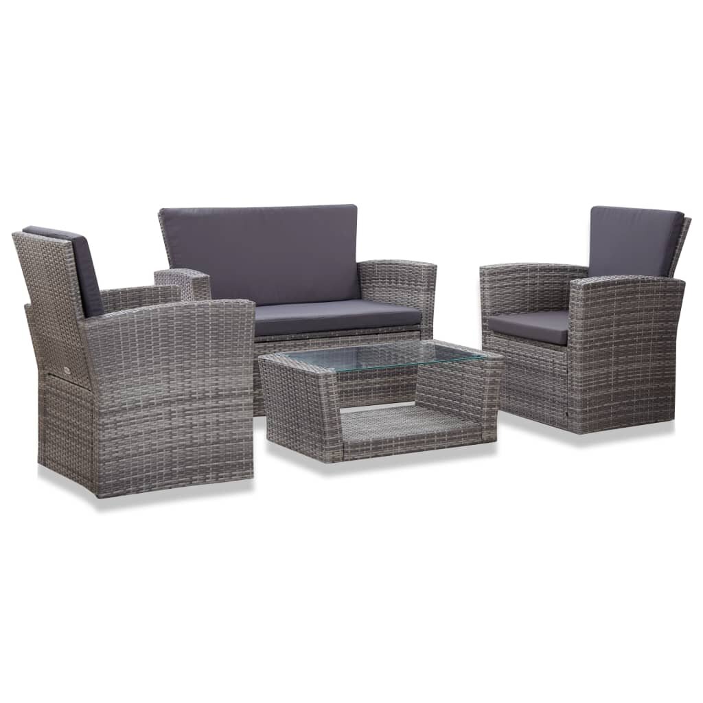 4-Sitzer Lounge-Set Gatsby aus Polyrattan mit Polster