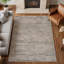 Tapis intérieur / extérieur à motif abstrait en lin crème-256085699
