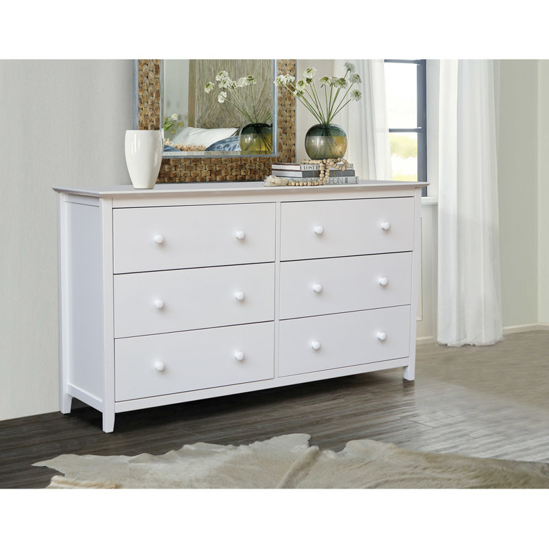 Calumet Heimann Solid Wood 6 Drawer Dresser, White