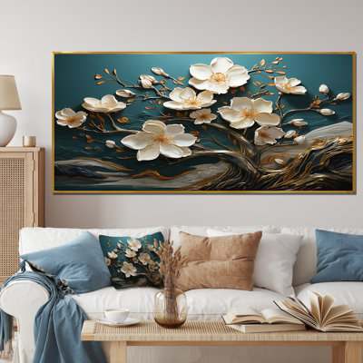 White And Gold Charming Spring Flower Elegance II - Flowers Wall Art