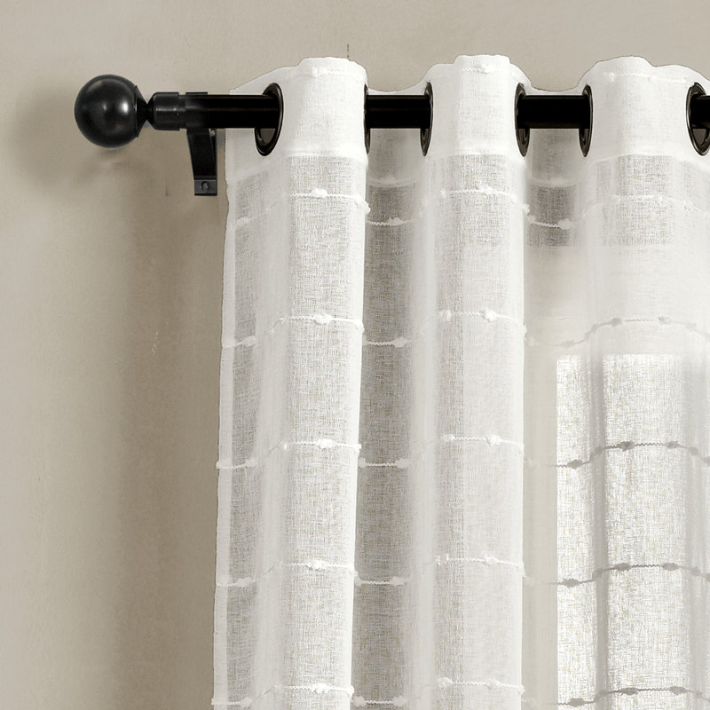 Paire de rideaux transparents avec œillets Lush Decor Farmhouse (ensemble de 2), Blanc