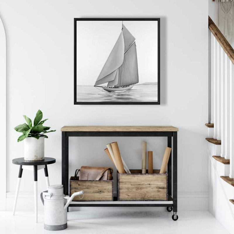 Toile de voilier rétro | Cadre monochrome, H 25,25 po x l 25,25 po