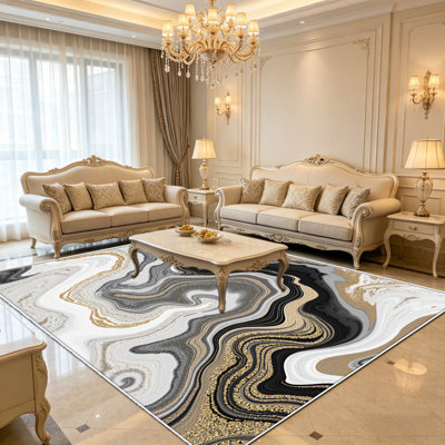 Tapis en marbre mauve doré de 1 pièce, élégant tapis décoratif polyvalent, facile à nettoyer et à entretenir, meuble idéal pour la chambre à coucher, le salon, le couloir, le vestibule, le dortoir et le bureau afin de rafraîchir l'ambiance intérieure de votre maison