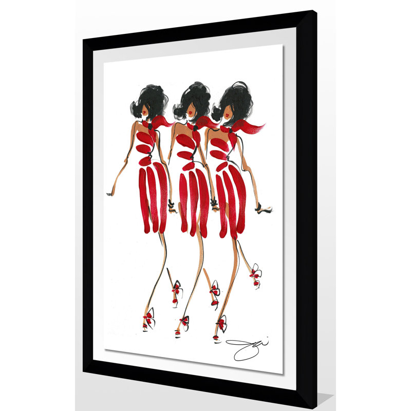 Girl Group - reproduction sur toile, Cadre noir, H 49,5 po x l 33,5 po x P 1 po