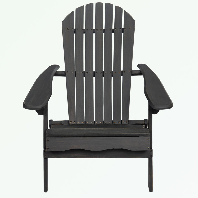 Chaise Adirondack d'extérieur en bois avec accoudoirs, Gris foncé