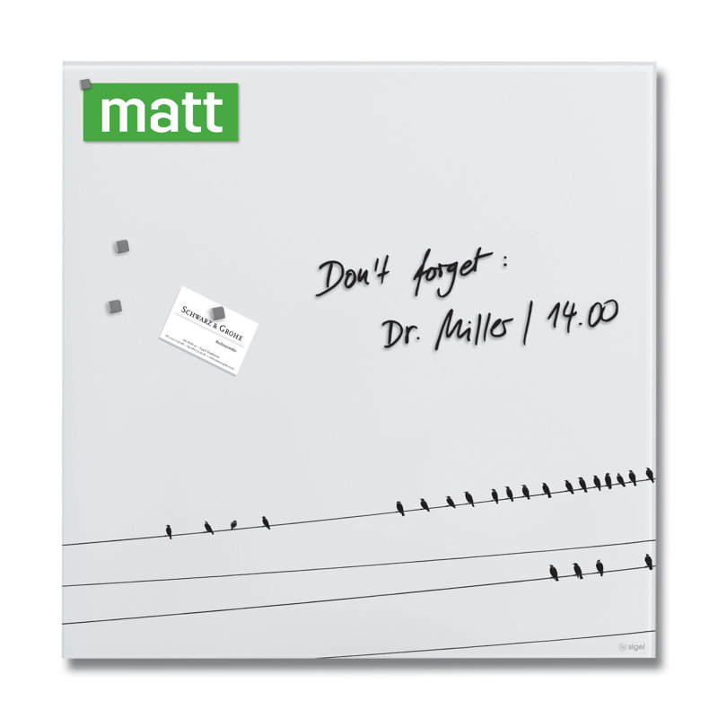 Artverum Wall Mounted Magnetic Glass Board, 48cm H x 48cm W x 48cm L