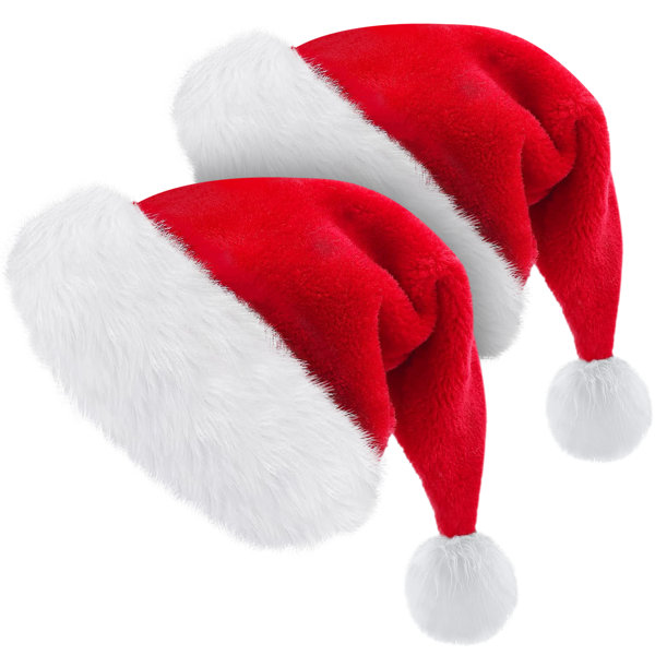 Casquette De Noël Père Noël - Bonnet Réglable Unisexe Adulte - Fourrure Blanche Et Pompon