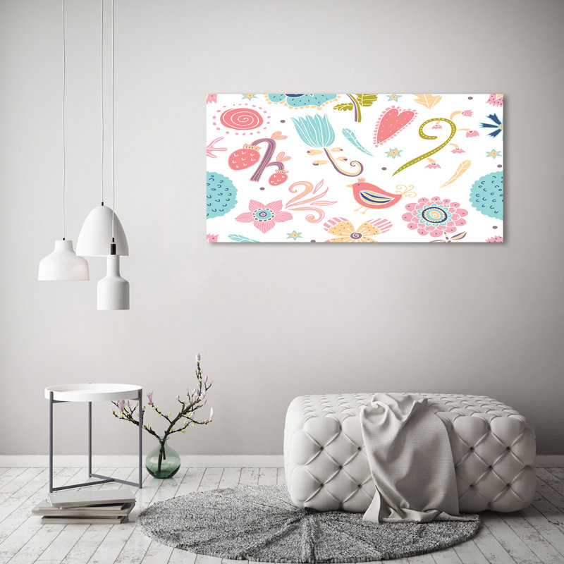 Flowers And Birds - Wrapped Canvas Print