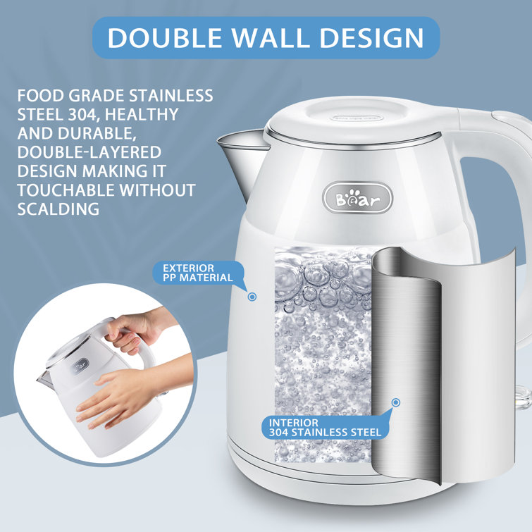 Stainless Steel Double Wall Electric Kettle Water Heater for Tea