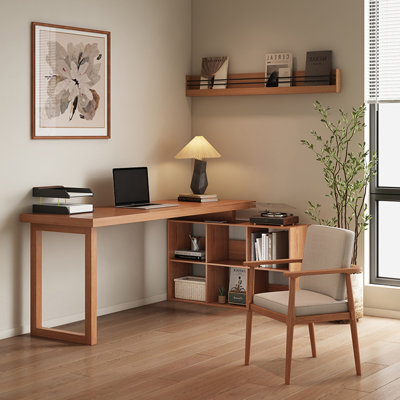 Bureau en bois massif en L Burlywood