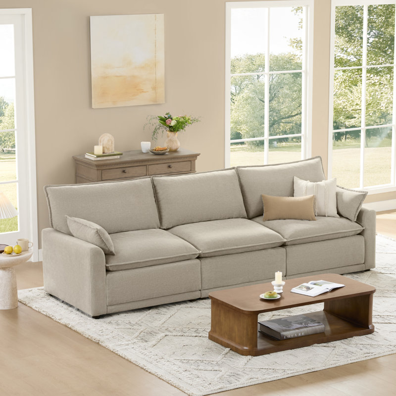  Cloud 112.6''W 3-Piece Oversized Modular Sectional Sofa with 7-Layer Cushion, Taupe