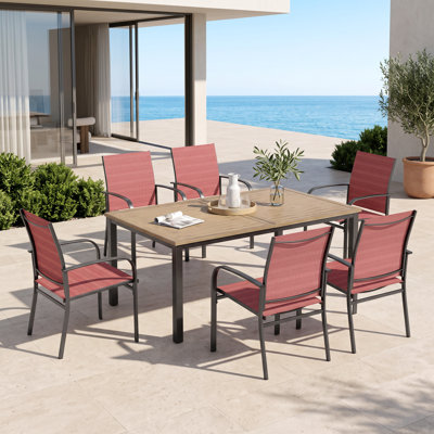 Sutiya 6 - Person Patio Dining Set with Rectangular Table