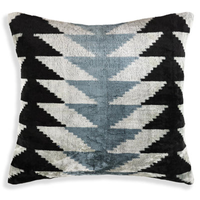 Handmade Black Gray Chevron Velvet Pillow – 16X24 In Luxury Accent