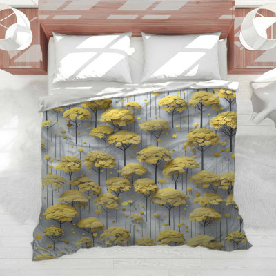 Yellow Abstract Trees Comforter