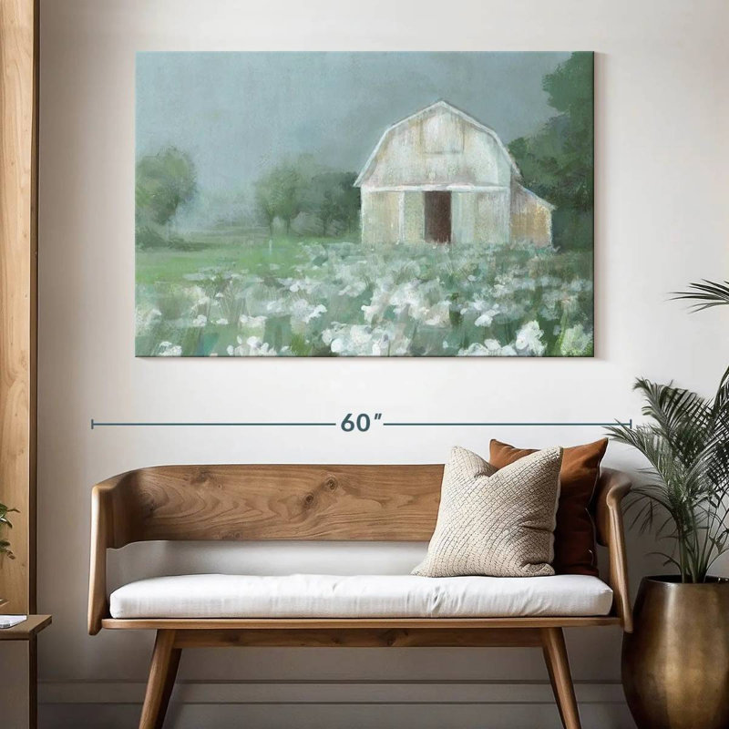 Pré de grange blanche, H 34 po x l 51 po