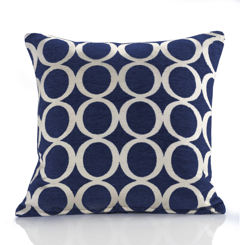 Broward Geometric Square Cushion, Navy/Cream