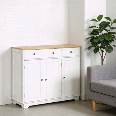 Buffet avec tablettes et rangement réglables, blanc