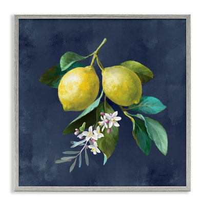 Lemon Branches on Blue Framed Giclee Art by Danhui Nai