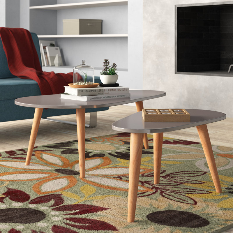 Becky Glass Top Nesting Coffee Table, Grey
