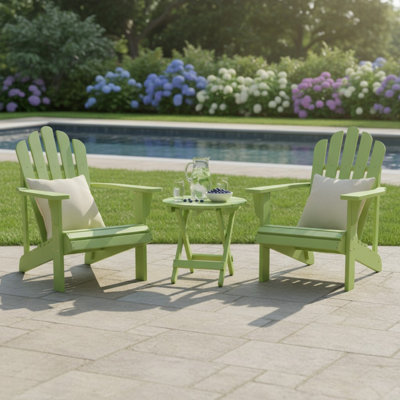 Brently Solid Wood Adirondack Chair with Table