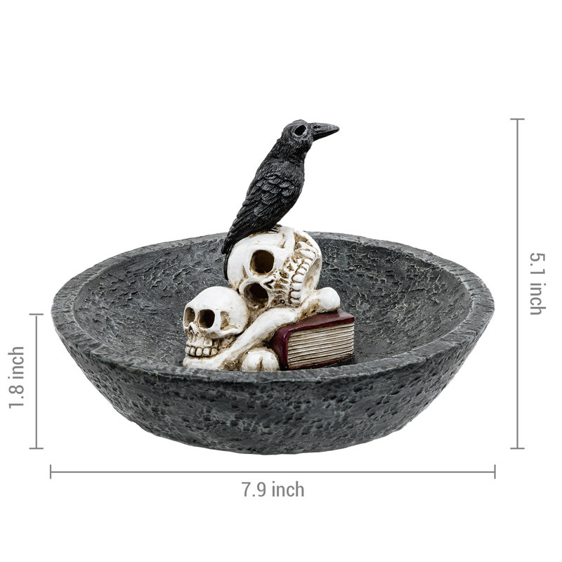 Halloween Skull and Crow Jewellery Ring Holder