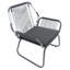 2 fauteuils club en corde et acier, gris et blanc, eau, coussins élégants au point de croix, dossier, en