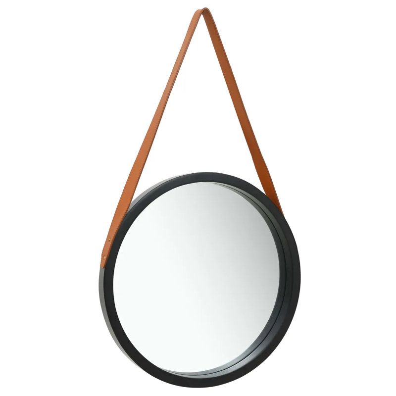 Hagood Wood Wall Mirror, Black/Brown, 40cm H x 40cm W