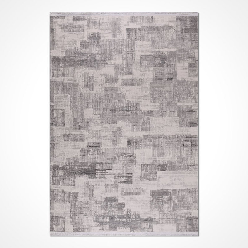 Tapis gris moderne lavable à la machine, Tapis de couloir 2 pi 7 po x 9 pi 9 po