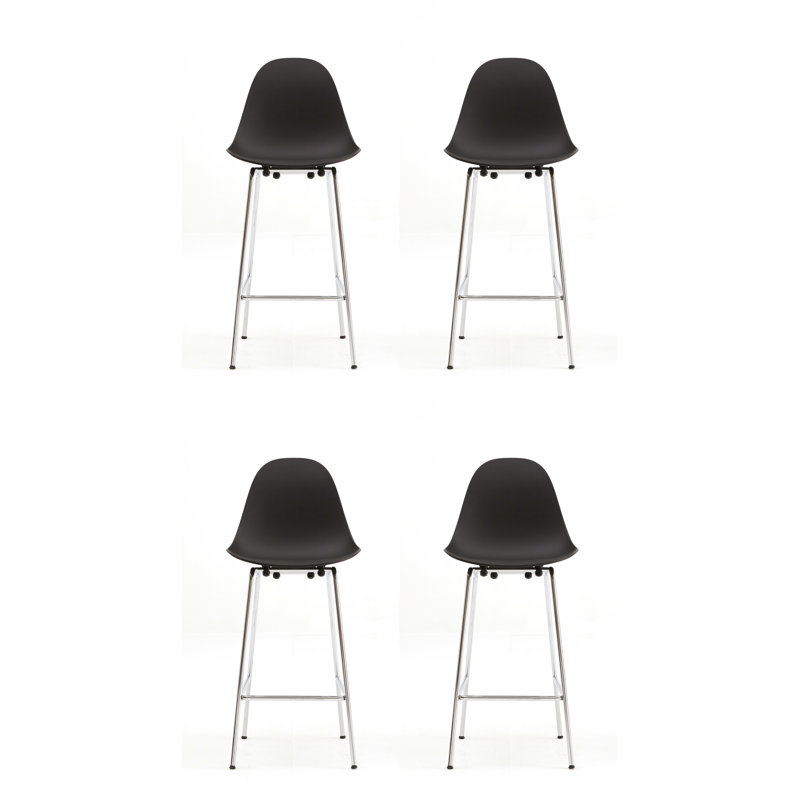 Tabouret de bar et de comptoir TA, Noir, Chrome, Tabouret de comptoir (siège d'une hauteur de 25,6