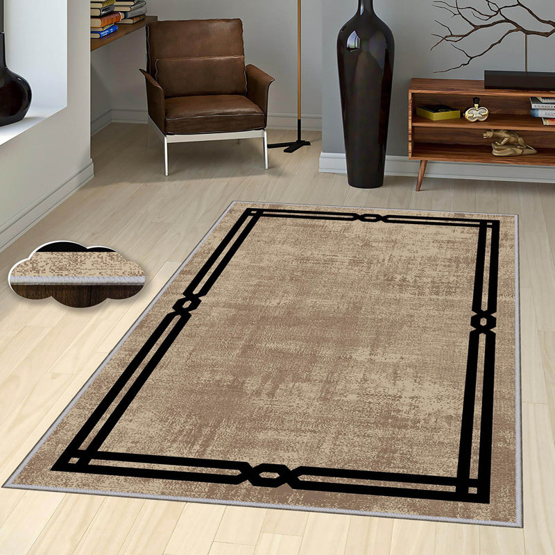 Stylish Woven Carpet, 5.2 x 7.5 Feet | 100% Polyester, 0.3 in Pile Height, Antibacterial, Non-Slip PVC Dot Underside | Machine Washable, 3D Digital Print | Perfect for Living Room, Bedroom & Home Décor