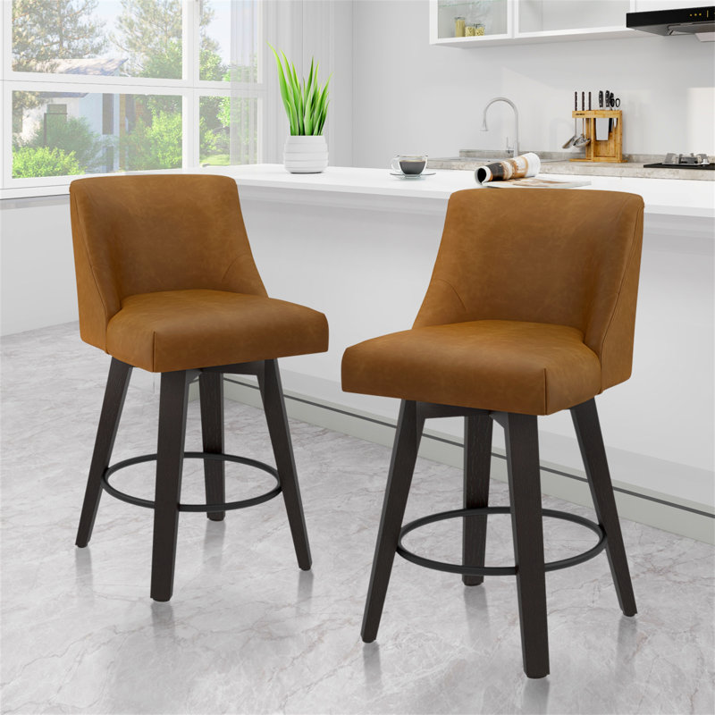 Malakeh Swivel Counter & Bar Stool, Brown, Counter Stool (26" Seat Height)