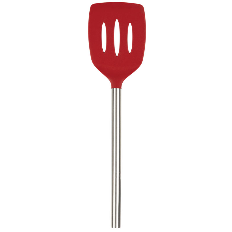 Tovolo Silicone Slotted Turner SS Handle, Red