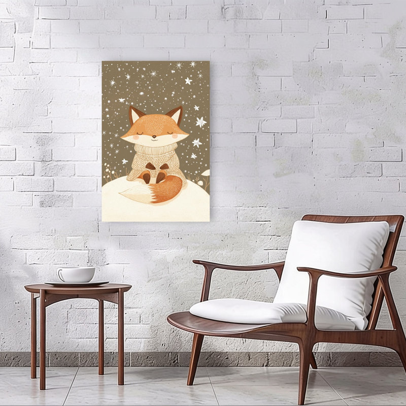«Cozy Winter Fox Dreamy Peaceful Serene Fox Winter Forest», reproduction d'art murale, H 36 po x l 24 po