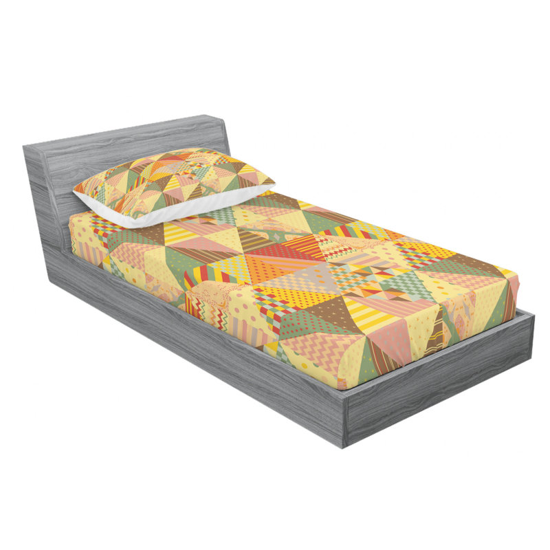 Microfiber Checkered Sheet Set, Twin Sheet Set with Fitted Sheet
