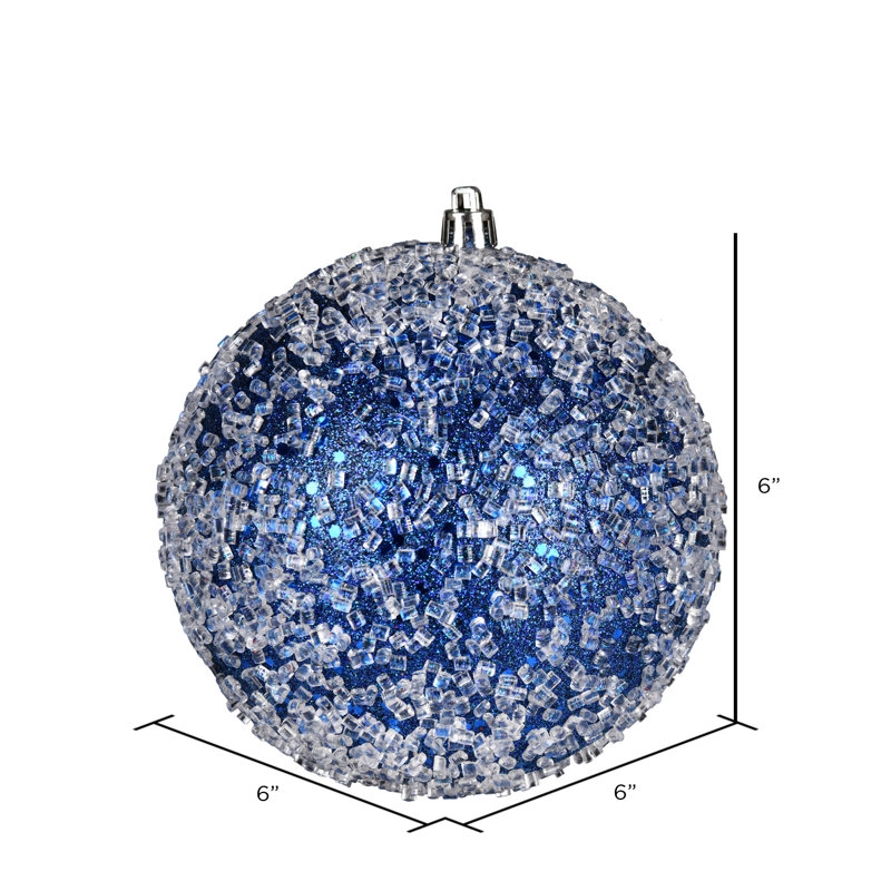Ornement boule scintillante, Bleu minuit, H 6 po x l 6 po x P 6 po, 4