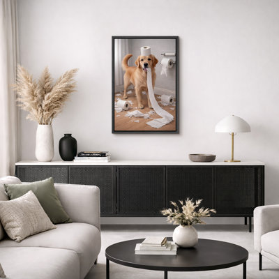 «Playful Golden Retriever», impression sur toile, impression sur toile encadrée