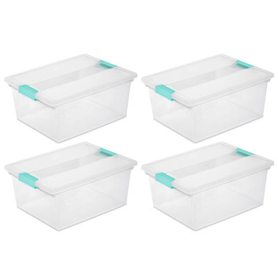 Sterilite Medium Clip Box Clear Home Storage Tote Container with Lid