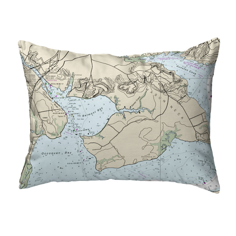 Nautical Map Outdoor Reversible Throw Pillow