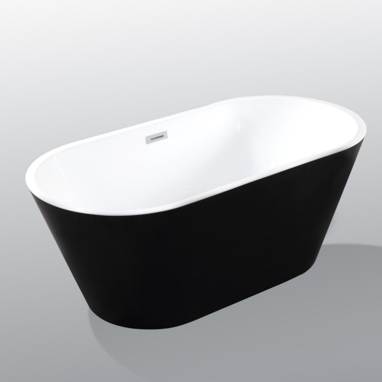 59" x 30" Acrylic Freestanding Soaking Tub with Chrome Overflow and Quick Drain