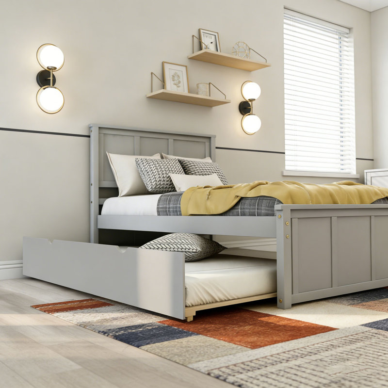 Lit plateforme avec lit gigogne simple, Espresso