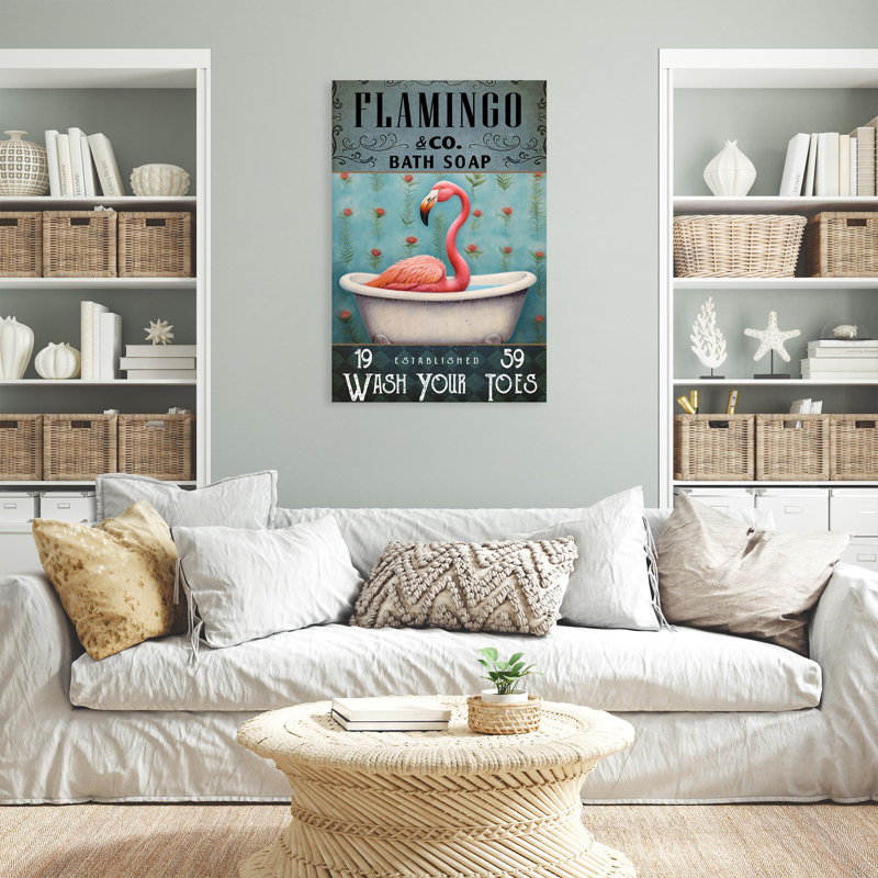 «Flamingo Bath Soap On Canvas», impression, H 20 po x l 16 po x P 1,25 po