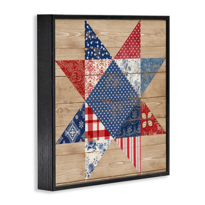 Rustic Americana Quilt Pattern Framed Giclee Art, design by Susan Arnot