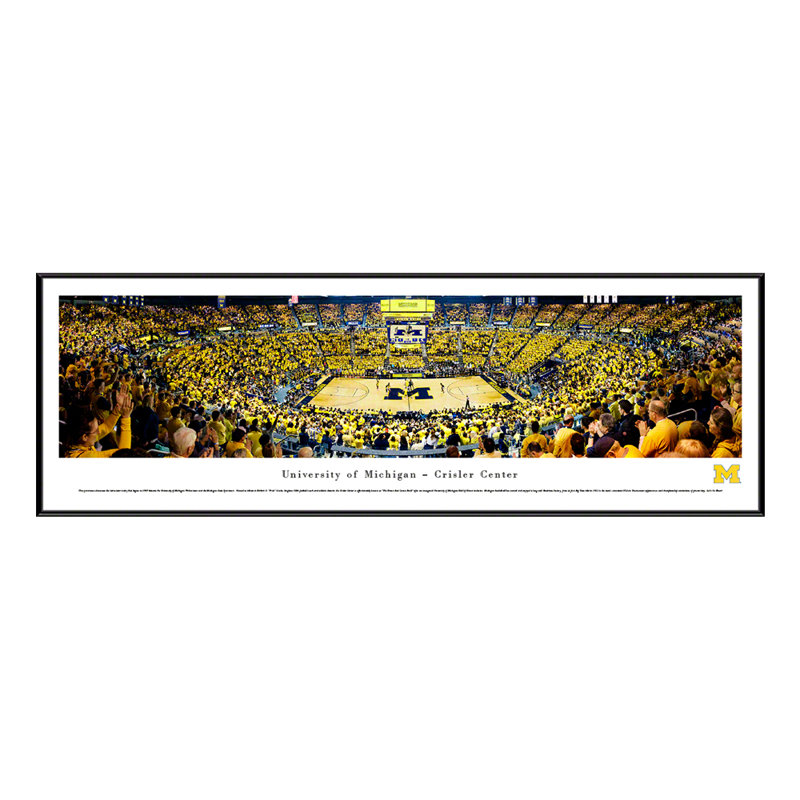 NCAA Michigan Basketball Panoramic Print, Black Floater Framed, 13.75" H x 40.25" W x 0.88" D