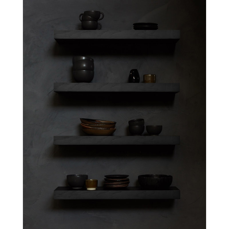 Wall Oak Solid Wood Floating Shelf, 2" H x 82.7 " W x 8.7" D, Oak Black
