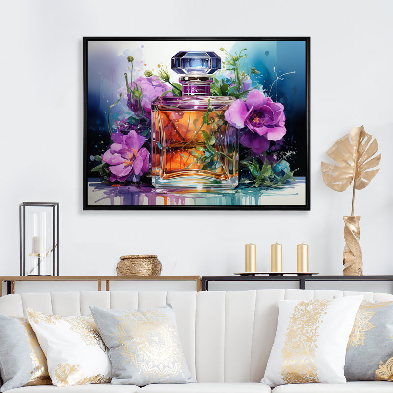 " Perfume Vibrant Elegance IV ", Black Floater Framed, 24" H x 32" W x 1" D