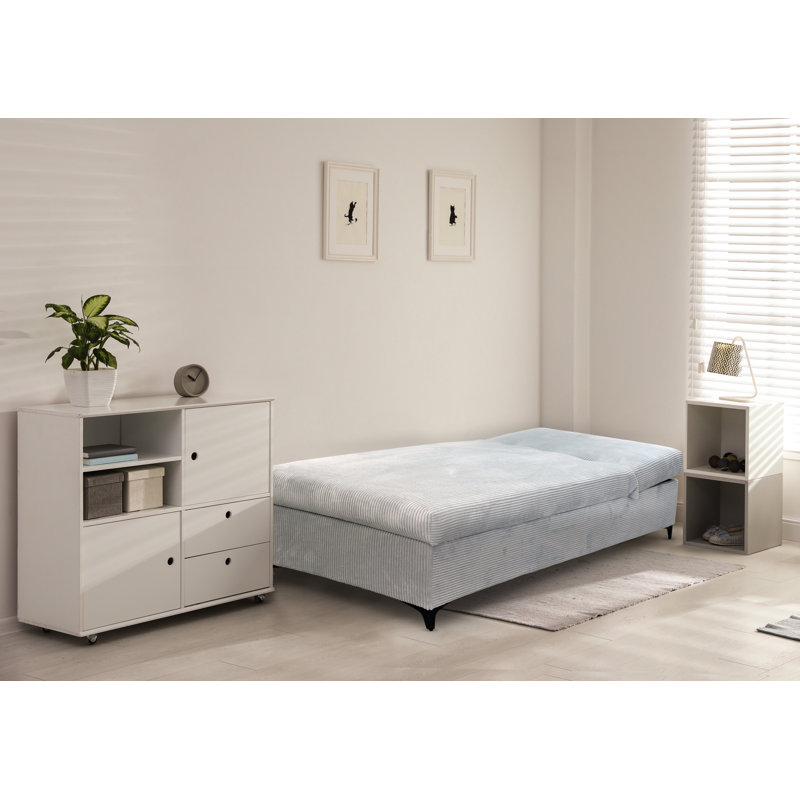 Obla Upholstered Chaise Lounge, Light Grey