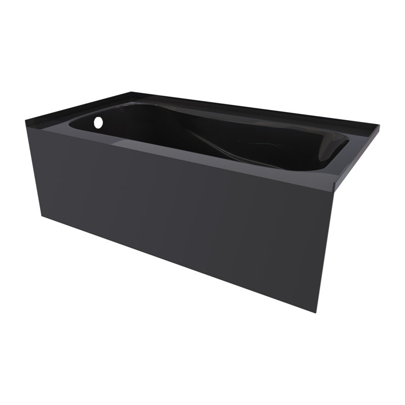 60'' x 32'' Soaking Acrylic Bathtub, Left, Black